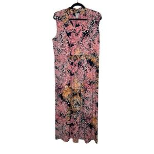 Chico's women's 12/14 paisley floral soft stretchy jersey knit maxi dress boho